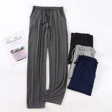 Men's Modal Pajama Pants Elastic Waist Drawstring Pockets Soft Long Sleep Bottom