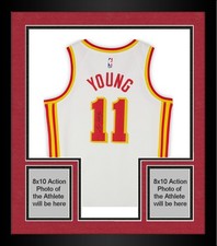 Framed Trae Young Atlanta Hawks Signed Nike White Association Swingman Jersey