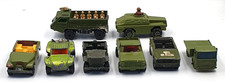 Lot de 8 véhicules militaires Matchbox Lesney Rolamatics Superfast vintage...