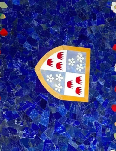 48" x 24" Marble with Semi precious stone Lapis Work Dining Tabletop - Picture 2 of 12