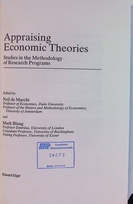 Appraising Economic Theories: Studies in the Methodology of Research Programs Bl