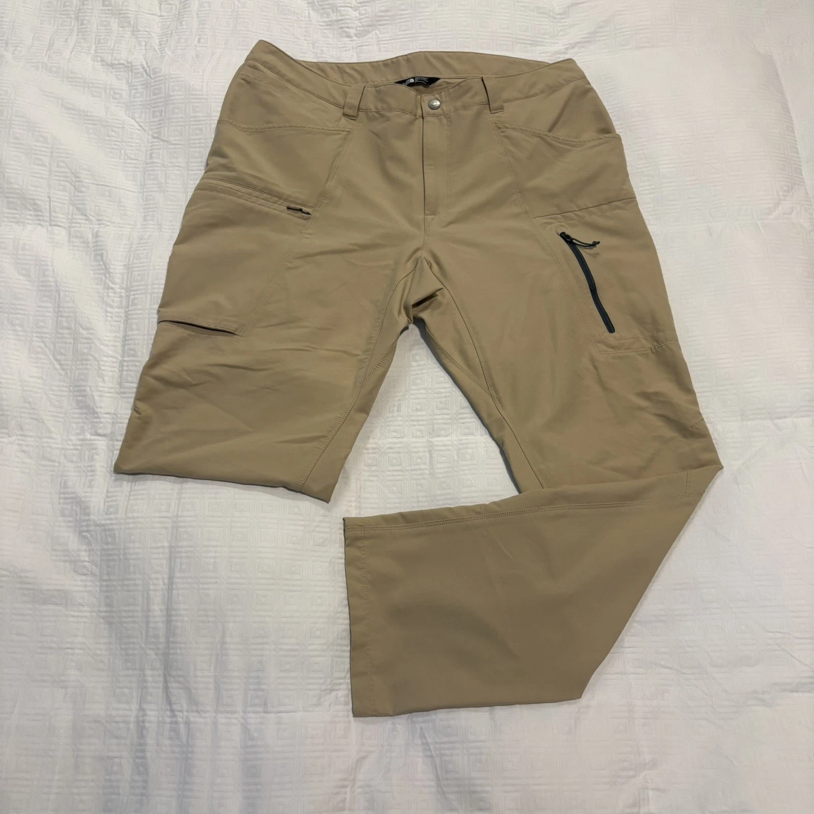 The North Face Retrac Tech Pants Men 38x32 Tan Zip Cargo Pockets Stretch Hiking