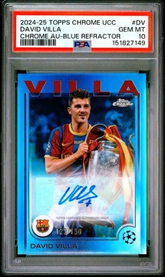 2024-25 Topps Chrome UCC David Villa #CA-DV Autograph Blue Refractor /150 PSA 10