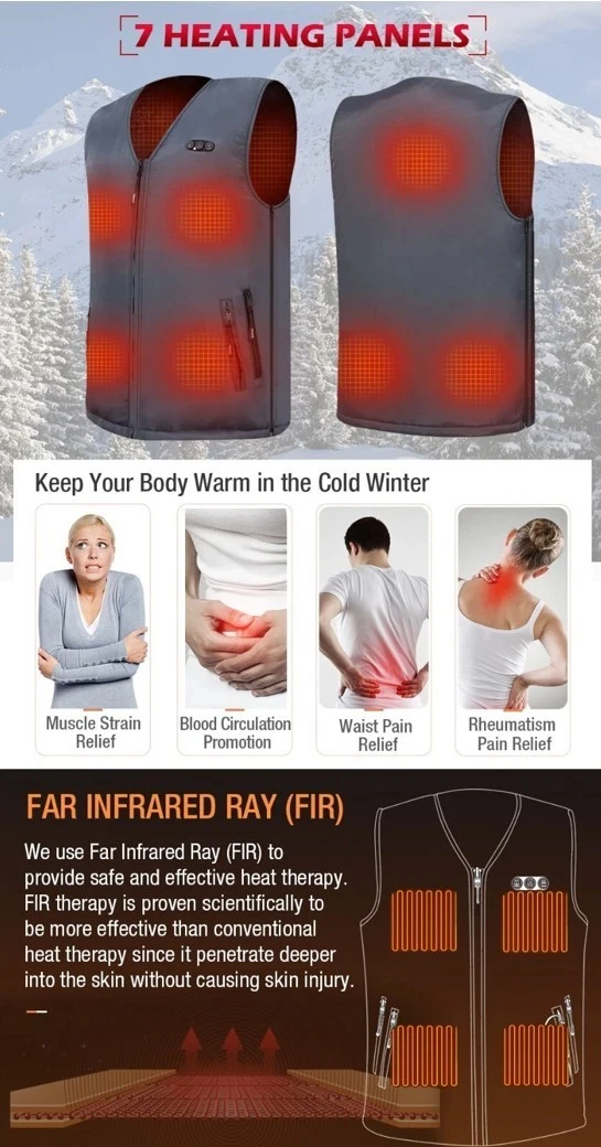 ARRIS Heated Vest fleece Lined, Grey, Men & Women, Size Adjustable Gilet
Opens in a new window or ta