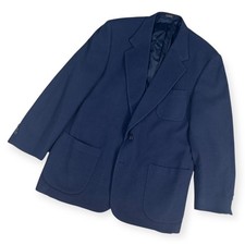 VTG Eddie Bauer Mens Navy Blue 100 Camel Hair Blazer Sport Coat Size Large