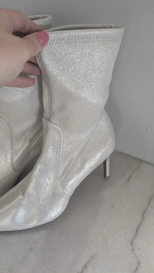 Stuart Weitzman Stuart 75 новый без коробки серебро 3» каблук эластичной ботинок женский размер 6 - Изображение 3 из 4