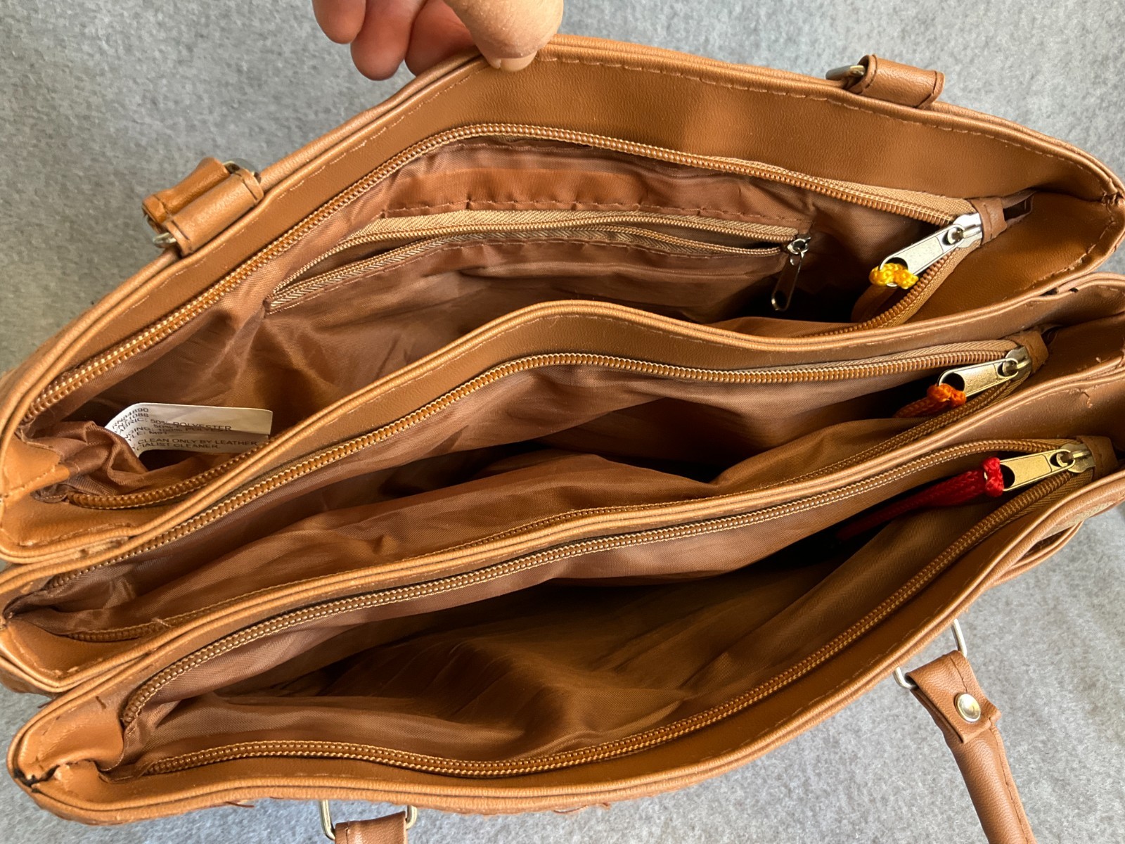 Brown Top Handle Soft Leather Patchwork Handbag M… - image 10