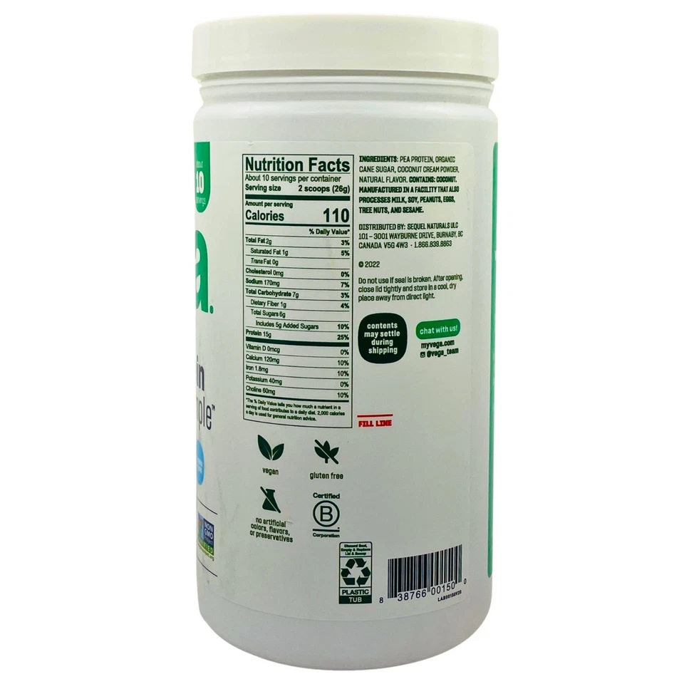 Vega Protein Made Simple ваниль 9,2 унц - 2 упаковки - срок годности 01/2026 - новая 20 порций - Изображение 3 из 4