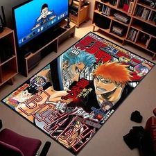 Bleach Manga Cover Rug- Colorful Anime Floor Carpet- Washable Non Slip- Gaming R