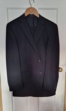 Jeff Banks London Travel - Mens 2 Piece Suit Ch40" W34" Regular Wool Rich Black