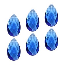 6Pack 38mm K9 Crystal Pendants Teardrop Beads Crafts Chandelier Prisms Blue
