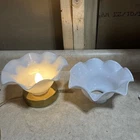 Antique 2 Ruffled White Milk Glass 7” Smoke Oil Lamp Bell Shade 2 1/8” Fitter