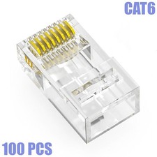 100 Pcs CAT6 RJ45 Network Ethernet UTP Feed Through Plug Cable Connector End
