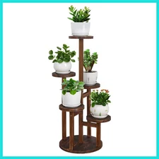 Chic Indoor 5 Tier Wood Plant Shelf - Perfect for Balcony, Living Room & Garden