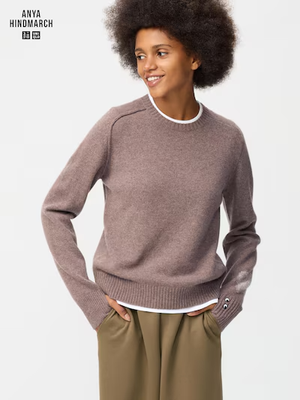 Uniqlo X ANYA HINDMARCH 100% Cashmere Crew Neck Sweater 5 colors 