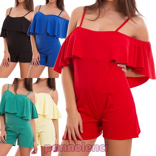 Overall donna tuta intera pantaloncino shorts ruches carmen gitana nuova  CJ-2186 | eBay
