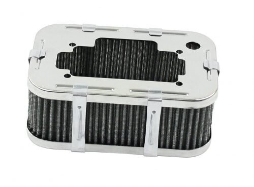 Chrome Rectangular Air Cleaner for EPC 38 EGAS/WEBER DGV - 2 1/2" Tall EMPI 9025 - Bild 1 von 1