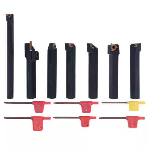 7Pcs Indexable Carbide Lathe Turning Threading & Insert Tool and Wrenches Kits