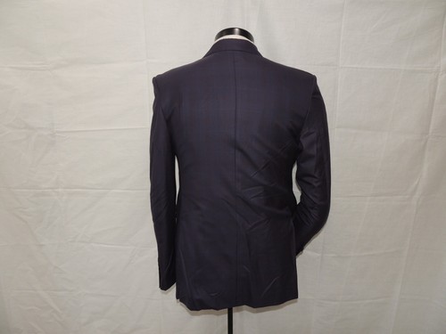 Bespoke Seize Sur Vingt Men's Blue Windowpane/Plaid Jacket Coat Size 36 - Picture 6 of 12
