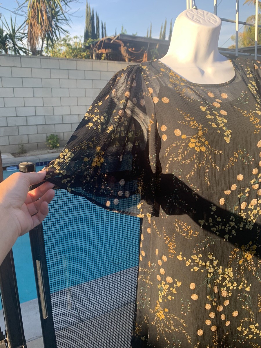 zara sheer floral dress Zara Floral Embroidered Sheer Dress M