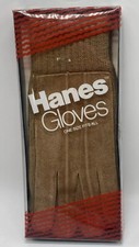 Vtg 1990 HANES Men's One Size Fits All 100 Acrylic Brown Suede Winter Gloves