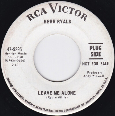 Herb Ryals - Leave Me Alone / Like The Falling Rain (7'', Promo)