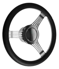 GM 14" Chrome Billet Banjo Aluminum Steering Wheel w 9 Hole Adapter &Horn Botton