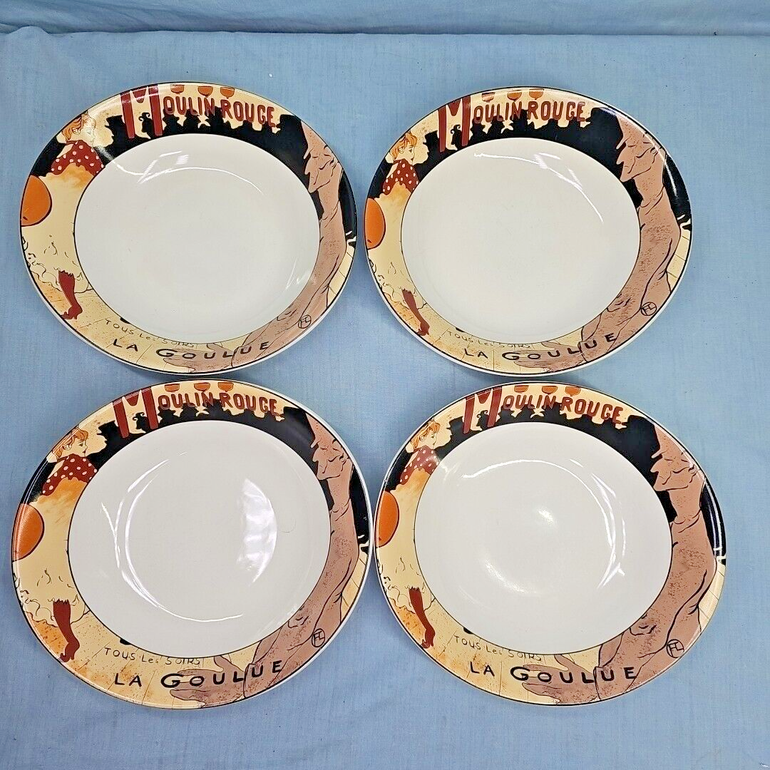 French Cabaret Cereal Soup Bowl Set of Moulin Rouge Glutton Sango Oval
