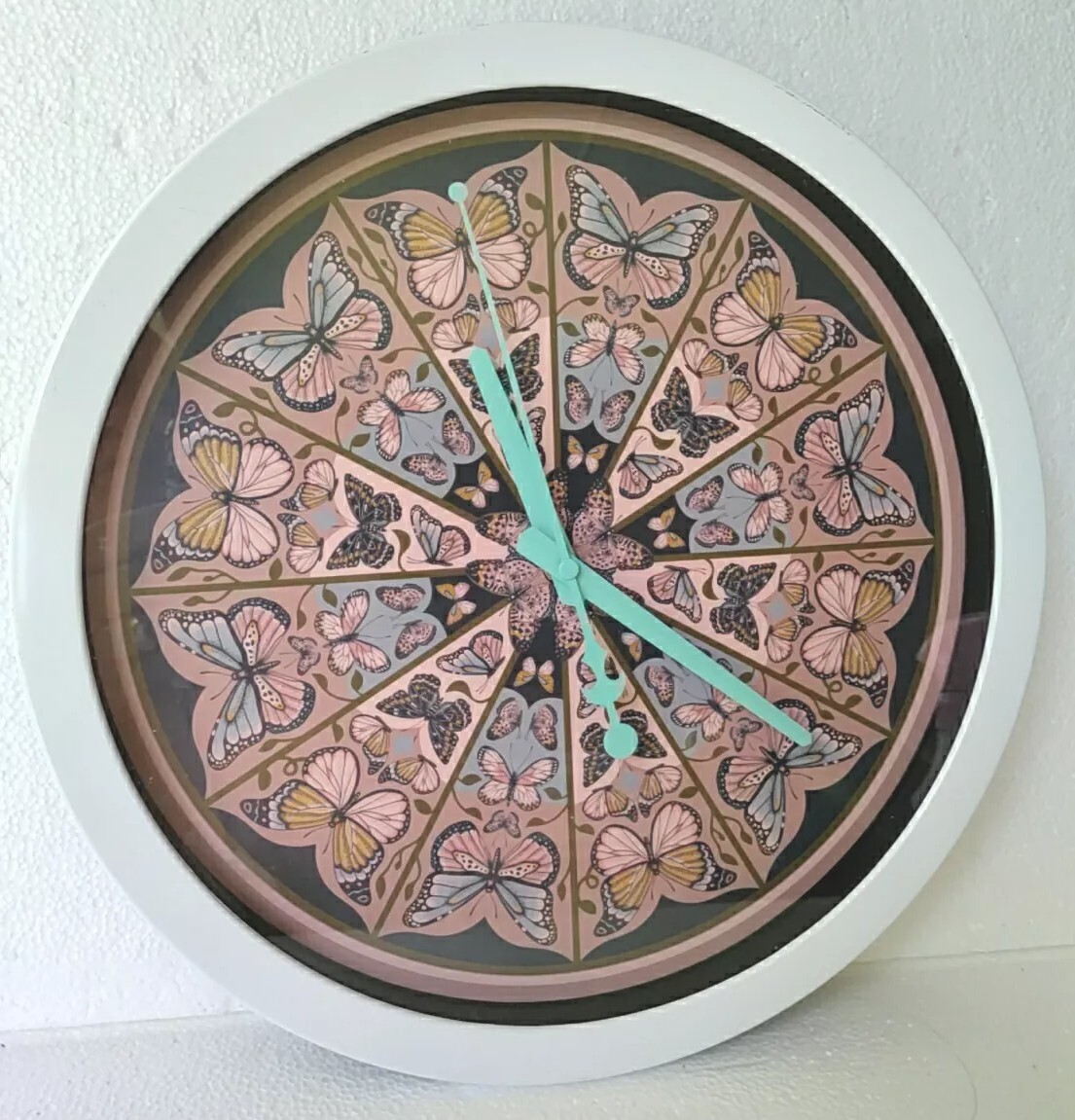 Pink Butterfly Wall Clock - Whimsical, Boho, Farmhouse TESTED
