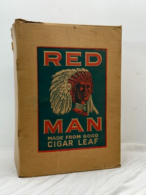 RARE ADVIRTISING RED MAN CIGAR LEAF TOBBACCO 15 CENT DISPLAY SHIPPING BOX WOW