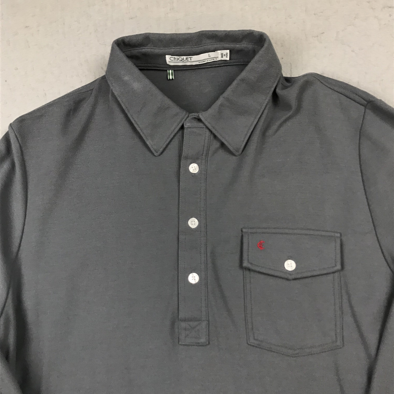 Criquet Polo Shirt Mens Large Gray Long Sleeve 100% Pima Cotton Highlander Golf