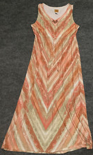 Ruby Rd Dress Womens Large Orange Tan Snake Print Beaded Maxi Long Sleeveless
