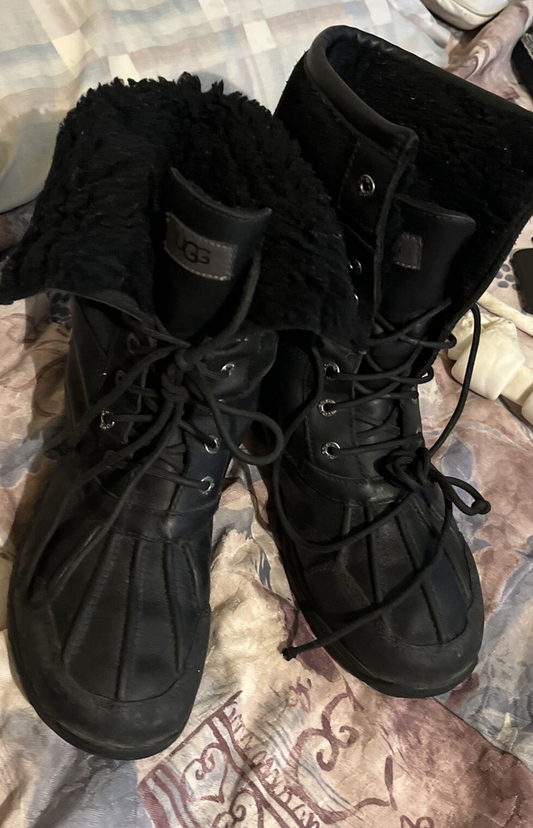 UGG Butte Mens 5521 Black Leather Waterproof Boots Men display picture 1