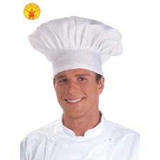 ADULT CHEF HAT White Kitchen Cooking Baker Cap Hat Cloth Cotton Blend BBQ Cook