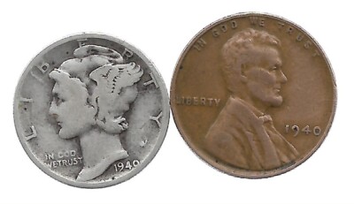 carry silver Rare WWII 1940 Lincoln Penny Silver Mercury Dime War US Coin