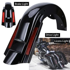 Stretched Extended Rear Fender W/ LED For Harley Electra Glide Road King 93-2008