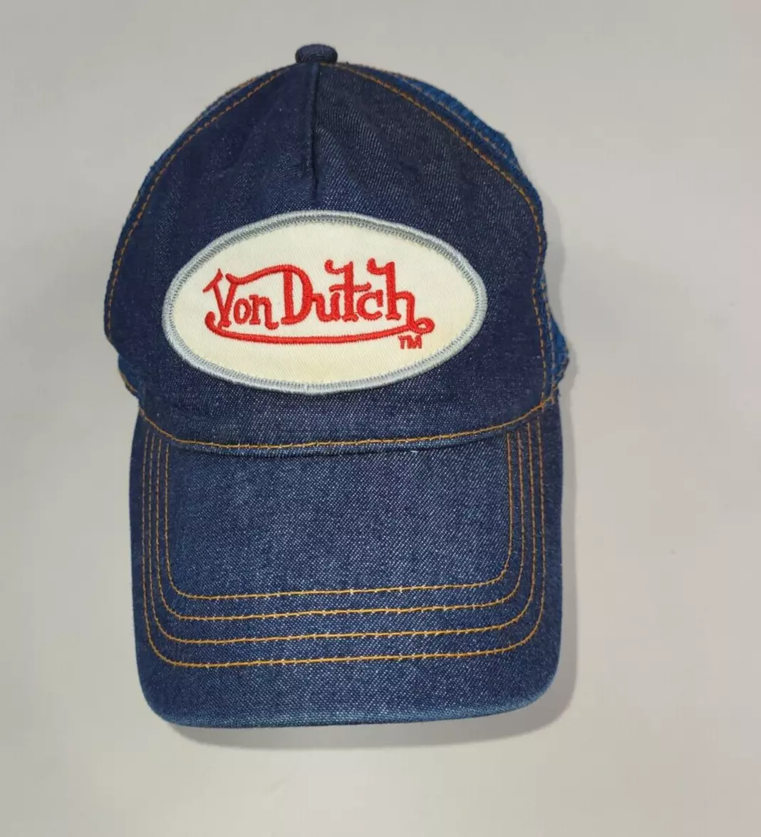 Von Dutch Trucker Cap Hat denim jean jeans custom navy regulated