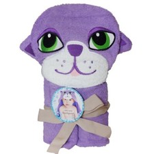 Kids Purple Cat 100 Cotton Animal Hooded Beach Towel NEW
