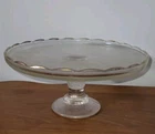 Jeanette Depression Glass Vintage "Harp" Pedestal Cake Plate 10"