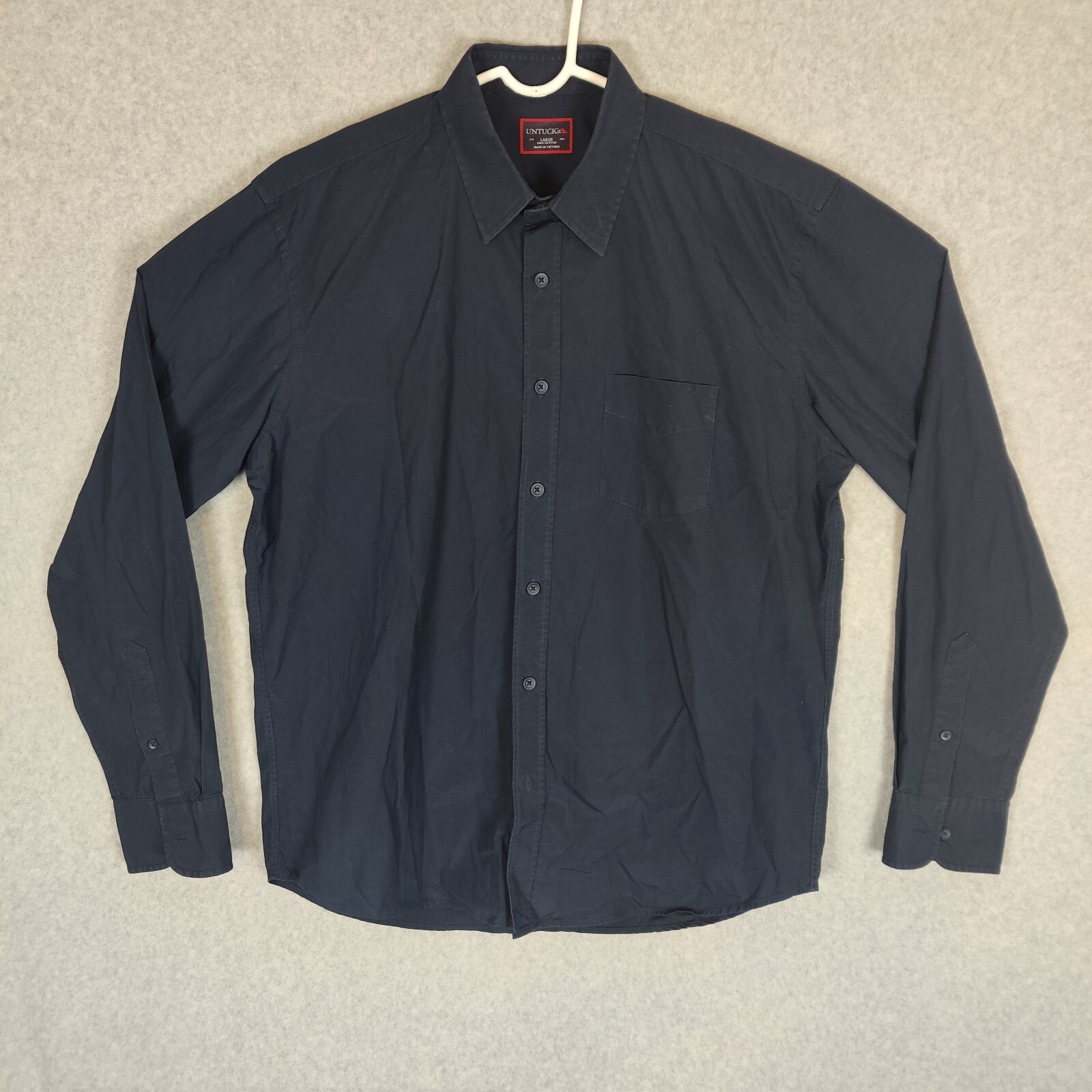 UNTUCKit Men Button Down Large Solid Blue Long Sl… - image 1