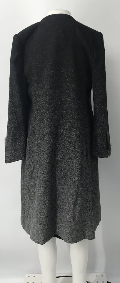 Traje de vestir Claude Patrick Paris negro gris ombre moteado con ribete de piel 36 Foto 2 de 4