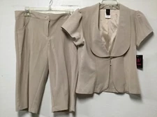 Women Shorts Suit Set Top Junior Sz 7 Pants Sz 9 Beige Two Piece New Wrapper 194