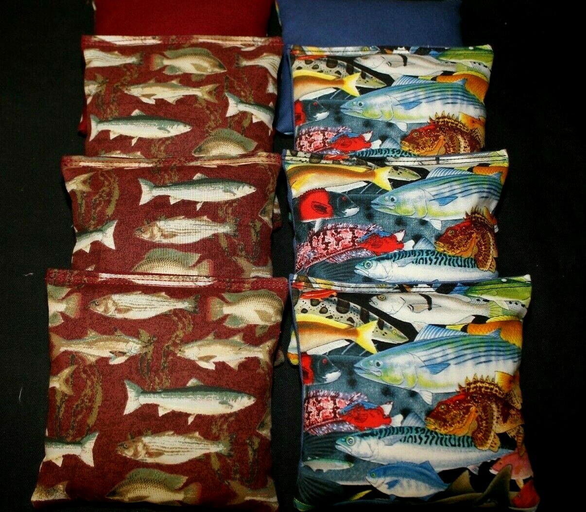 SO Many Fish CORNHOLE BEAN BAGS Bass Trout Realtree ACA Regulation Game Bags