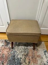 Singer Mid Century Modern Sewing Bench Foot Stool Storage Compartment 