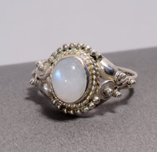 Natural Rainbow Moonstone 925 Sterling Silver Handmade Ring 6 US Gift For Her