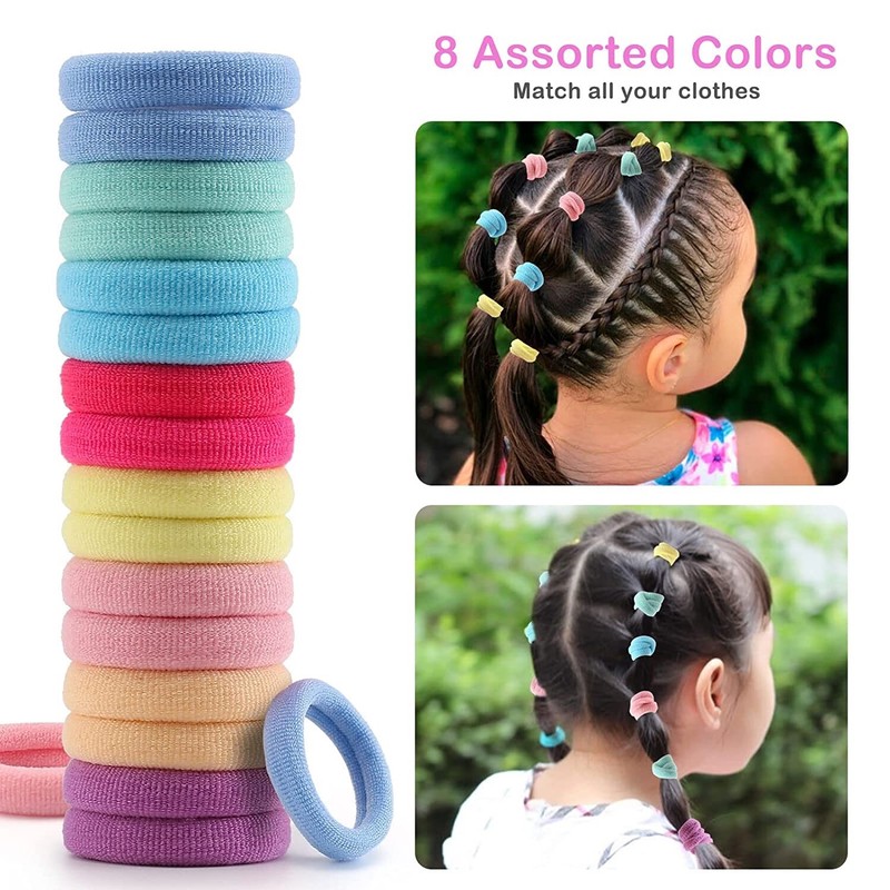 200 PCS Baby Toddler Hair Ties Elastic Nylon Bands for Girls Multicolors NEW