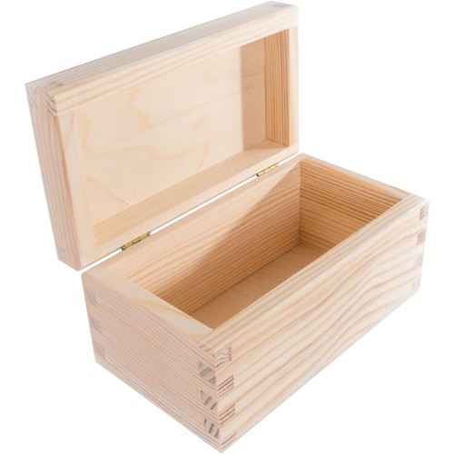 Small Oblong Rectangular Keepsake Wooden Box with Lid | 16x9x8 cm | Plain Pine - Picture 9 of 9
