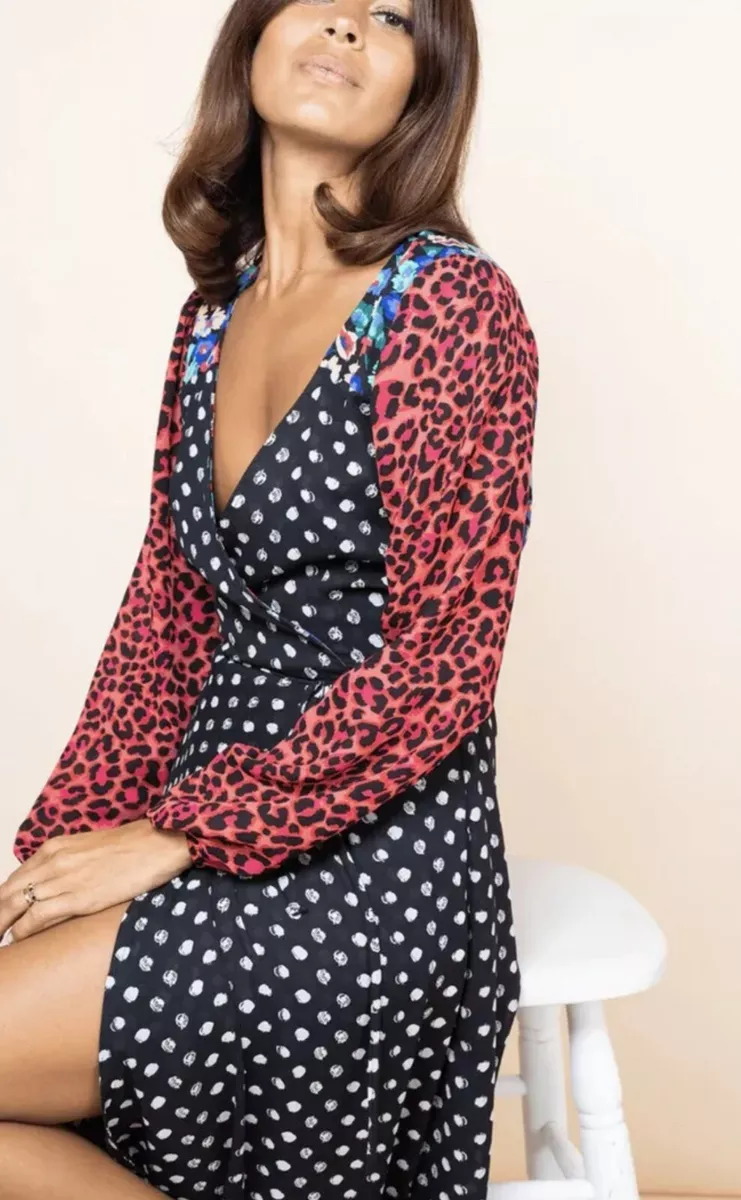 Leopard print best sale wrap dress silkfred