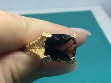 Gold Vermeil on Sterling Checkerboard Cushion Cut Smoky Quartz Ring