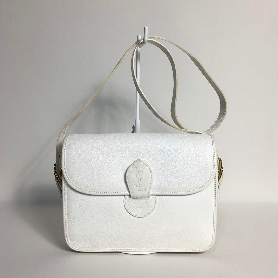 Borsa a tracolla Yves Saint Laurent tracolla pelle bianca usata originale ottima + JPN